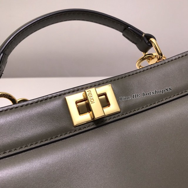 FENDI專櫃精品綠色Peekaboo包包 芬迪Iconic Peekaboo I See U水準設計手袋手提包 fdzg2727